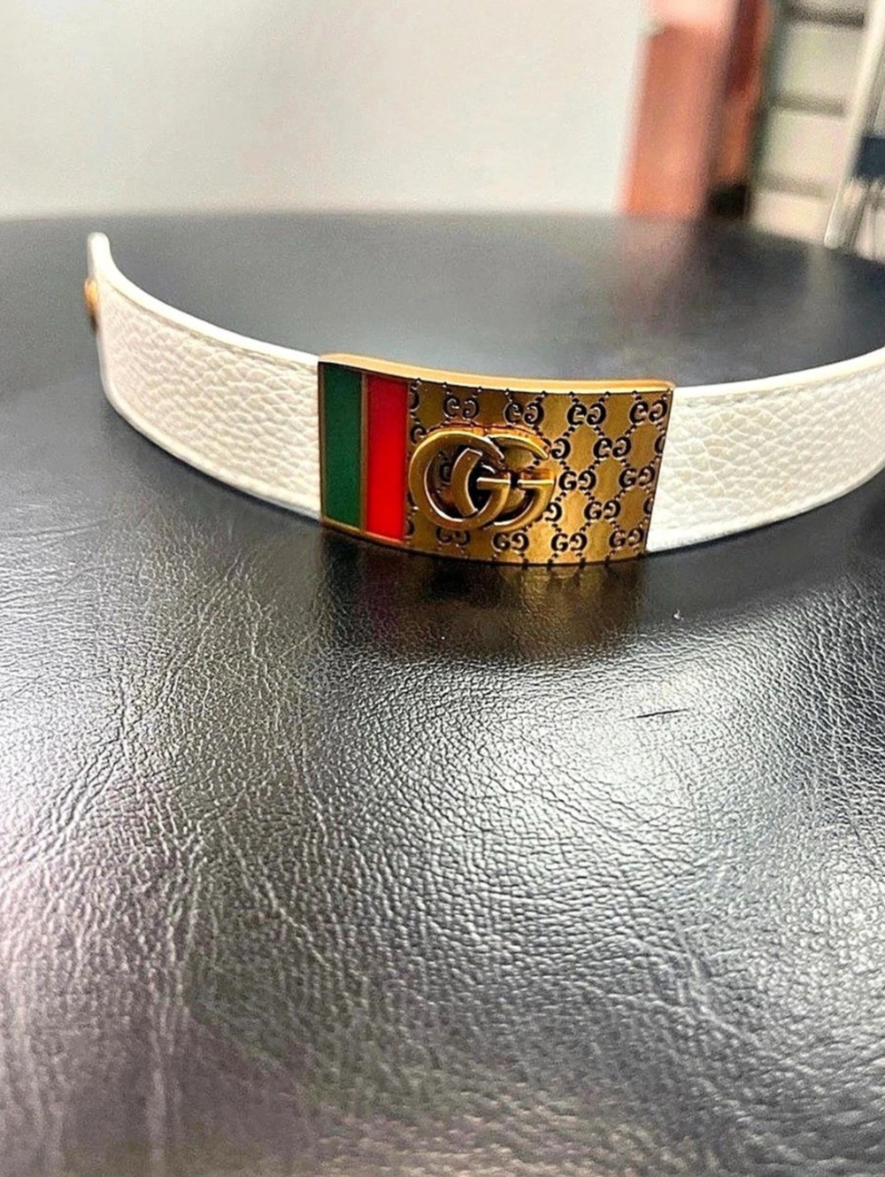 GG Monogram Web bracelet in White & Gold Like New